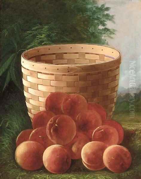 Peaches by a Basket - view 1
