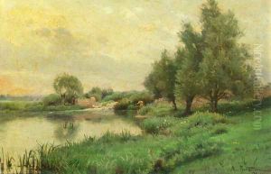Pecheur au bord de la riviere (Fisher by the river) by Alfred Renaudin