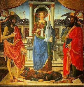 St Barbara between SS John the Bapist and Matthew by Cosimo Rosselli