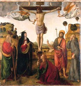 The Crucifixion with the Madonna, Saints John the Baptist, Mary Magdalen, Andrew and Francis by Cosimo Rosselli