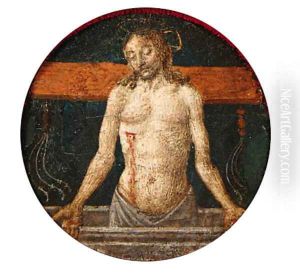 The Risen Christ with the Instruments of the Passion a roundel from a predella by Cosimo Rosselli