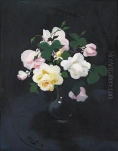 Still Life Of Yellow And Pink Roses