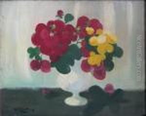 Still Life, Crimson And Yellow Blooms
