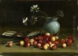 Cherries, Paintbox And Daisies