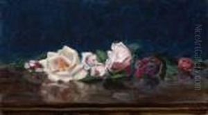 A Still Life Of Pink And Red Roses by James Stuart Park