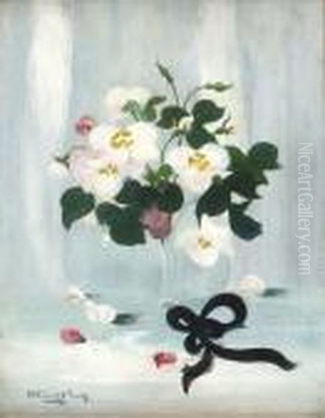 A Still Life Of White And Pink Roses - view 1