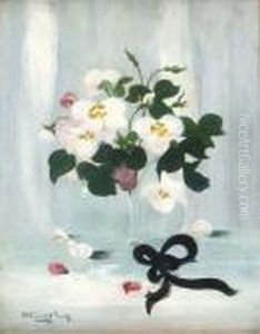 A Still Life Of White And Pink Roses by James Stuart Park
