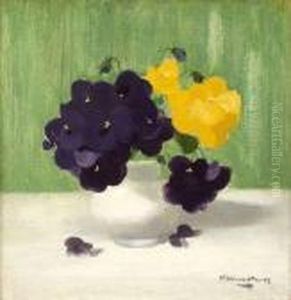A Still Life Of Purple And Yellow Roses by James Stuart Park