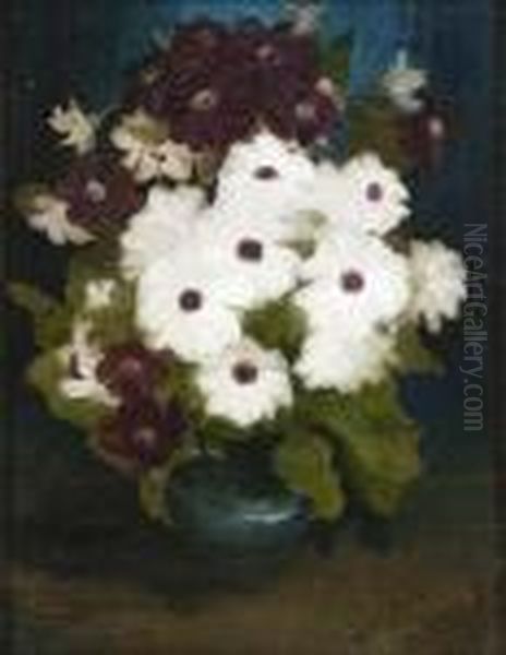 A Still Life Of Purple And White Blooms - view 1