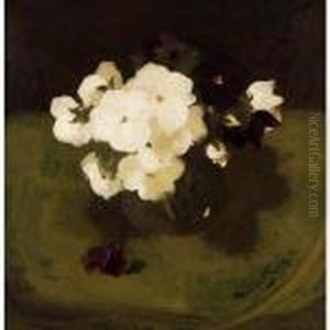 Still Life With White And Purple Pansies