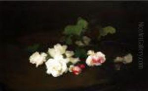 Still Life Of Yellow And Pink Roses by James Stuart Park