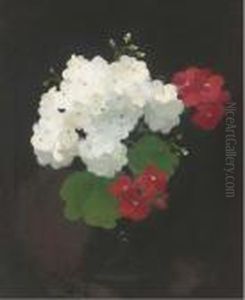 Still Life Of Geraniums In A Vase