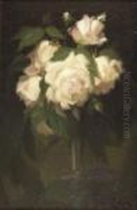 White Roses In A Fluted Vase White Roses In A Fluted Vase