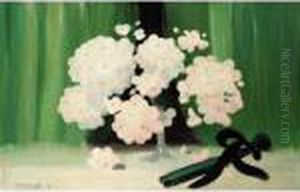 Still-life Of Flowers And A Fan by James Stuart Park
