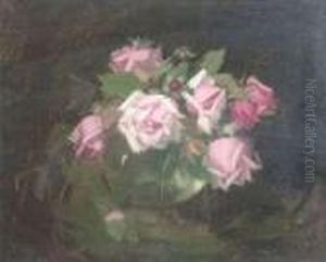 A Still Life Of Pink Roses by James Stuart Park