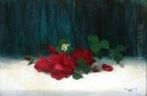 A Still Life Of Scarlet Roses - view 1