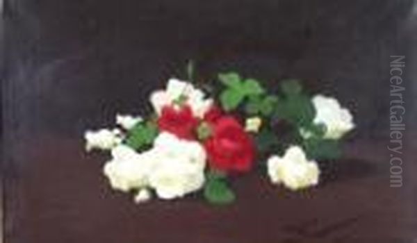 Still Life Of Red And White Roses - view 1