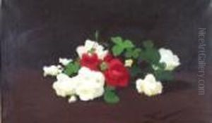 Still Life Of Red And White Roses by James Stuart Park