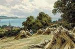 Harvesting On The Sussex Coast by Henry Hillier Parker