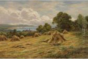 Harvesting On The Sussex Coast Near Worthing by Henry Hillier Parker
