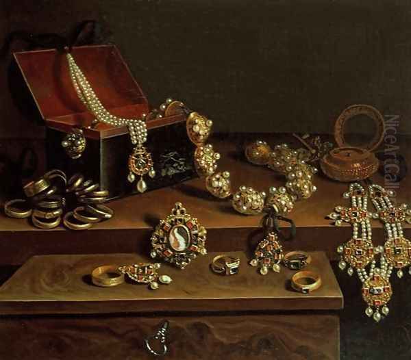 Casket of jewels on a table, principally of German Origin 1600-50 - view 1
