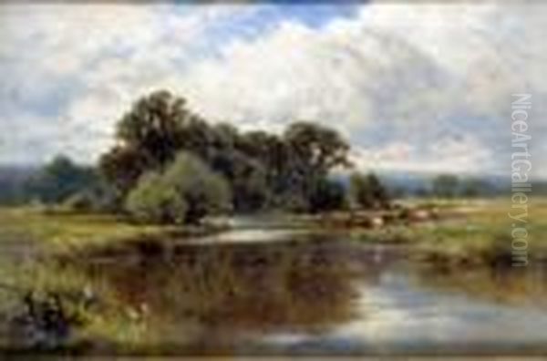 Cattle Feeding By A River - view 1