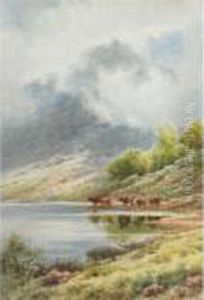 Highland Cattle At A Loch by Henry Hillier Parker