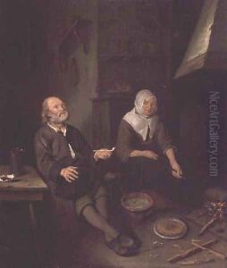 Elderly Couple in their Kitchen by Pieter Gerritsz. van Roestraten