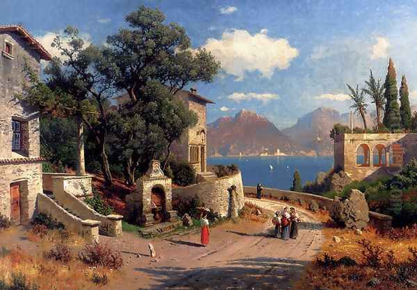 An Italian Village By A Lake - view 1