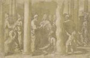 Die Heiligen Peter Und Johannes Heilen Die Lahmen Am Tempel. by Girolamo Francesco Maria Mazzola (Parmigianino)