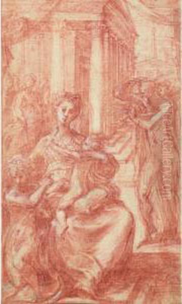 Vierge A L'enfant Avec Saint Jean-baptiste Et Saint Jerome - view 1