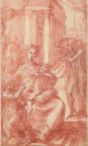 Vierge A L'enfant Avec Saint Jean-baptiste Et Saint Jerome by Girolamo Francesco Maria Mazzola (Parmigianino)