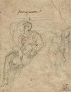 Study For A Spandrel Design With A Female Figure And A Subsidiarystudy Of Two Angels thumbnail