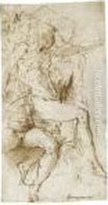 Seated Male Nude In Profile To
The Right And A Seated Female Nude Seen From The Front, Four Other
Figures Beyond by Girolamo Francesco Maria Mazzola (Parmigianino)