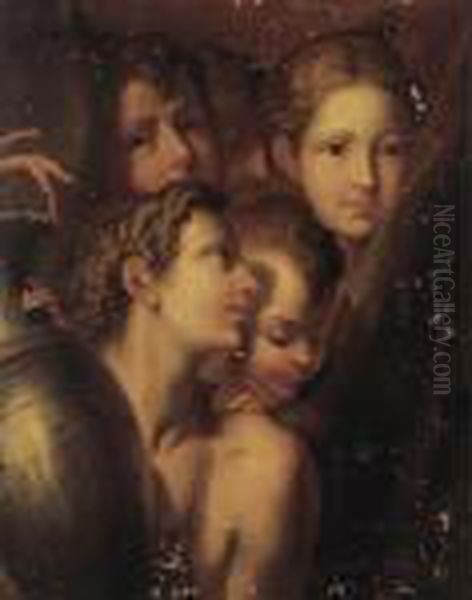 A Study Of A Youth Holding An Ewer And Various Heads - view 1