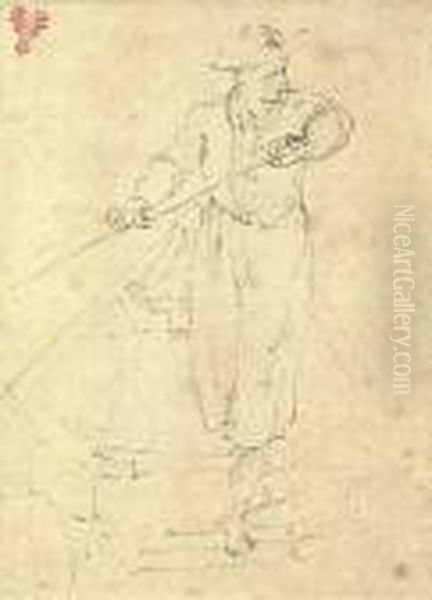 A Man Steering A Boat With An Oar, Looking To The Right - view 1