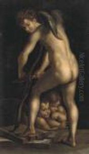 Cupid Carving His Bow by Girolamo Francesco Maria Mazzola (Parmigianino)