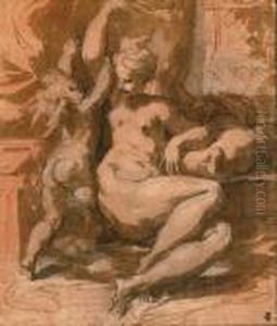 Venus Disarming Cupid by Girolamo Francesco Maria Mazzola (Parmigianino)