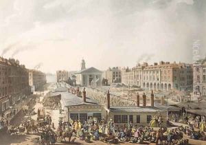 Covent Garden Market, Birds Eye View, from Ackermanns Microcosm of London, 1811 by T. Rowlandson & A.C. Pugin