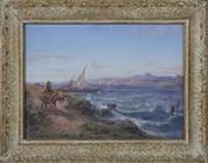 Peasant Riding A Mule Along A Northafrican Coast"