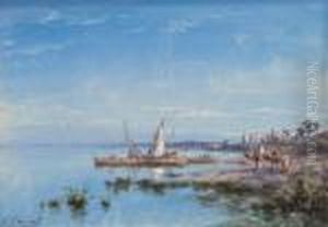 Bords Du Nil A Thebes A Egypte by Paul Pascal