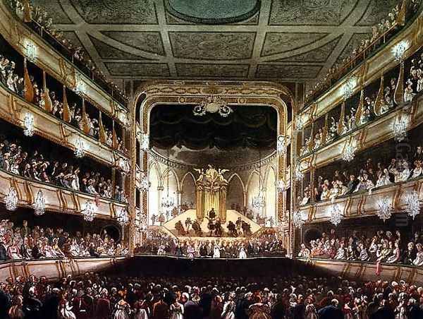Covent Garden Theatre, 1808, from Ackermanns Microcosm of London engraved by J. Bluck fl.1791-1831 - view 1