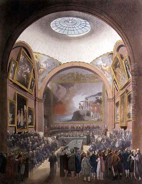 The Common Council Chamber, Guildhall, from The Microcosm of London, engraved by J. Black fl.1791-1831 pub. by Rudolph Ackermann 1764-1834 1808 - view 1