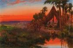 Coucher De Soleil Sur L'oasis
