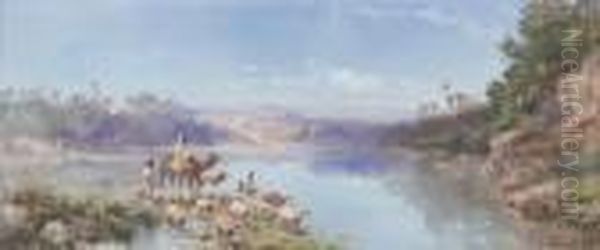 Les Moutons Et Le Chamelier Presde La Riviere - view 1