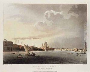 A View of London from the Thames, 1809 by T. Rowlandson & A.C. Pugin