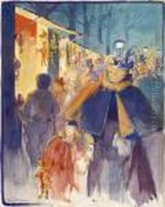 Fete Foraine A La Tombee De La Nuit by Paul Pascal