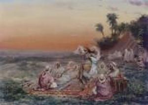 Dance At Sunset In A Bedouin Camp by Paul Pascal