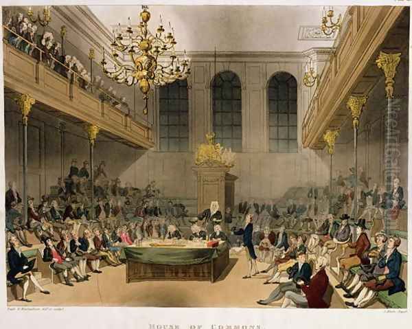 House of Commons Interior before the fire of 1834, from Ackermanns Microcosm of London - view 1