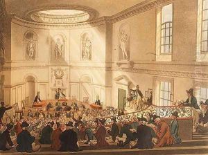 India House, the Sale Room, pub. by Ackermann, 1808